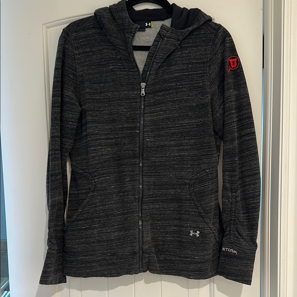 Under Armour Storm Gray Jacket w/ Full-Zip, Hood and University of Utah Patch